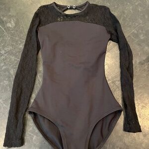 Baltogs Black Lace Leotard 3/4 Sleeve Small